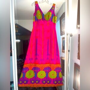 Vtg Psychedelic Hawaiian 60s Hostess Gown Dress